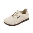 thumbnail image 2 of Knitted Mesh Lightweight Shoes For Women, Lace Up Soft Sole Casual Flats, Breathable Sport Walking Footwear Beige 38, 2 of 6