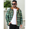 thumbnail image 5 of DARING DIVA Shirt Jacket Drawstring Hooded Plaid Shacket 2XL Green Khaki, 5 of 7