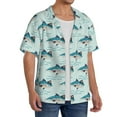 thumbnail image 4 of Vsdgher Party Shark Cute Print Men's Wrinkle Free Untucked Cuban Shirt Business Casual Button Down Shirts Short Sleeve Shirt, 4 of 7