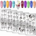 thumbnail image 1 of 5 placas para estampar uñas con diseño floral de cadena de cuentas, plantillas para estampar uñas con diseño de flores y lunas, placas de acero inoxidable con imágenes para uñas., 1 of 7