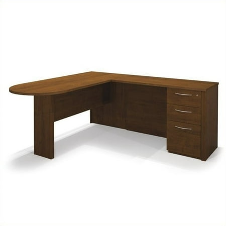 - Bestar Embassy L-shaped Workstation with 1 Assembled Pedestal in Tuscany Brown