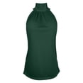 thumbnail image 5 of Alun Womens 2026 Fashion Summer Tank Tops Dressy Casual Lace up Halter Top Solid Color High Neck Sleeveless Tshirt Beach Vacation Thin Breathable Loose Fit Daily Wear Dark Green XL, 5 of 6
