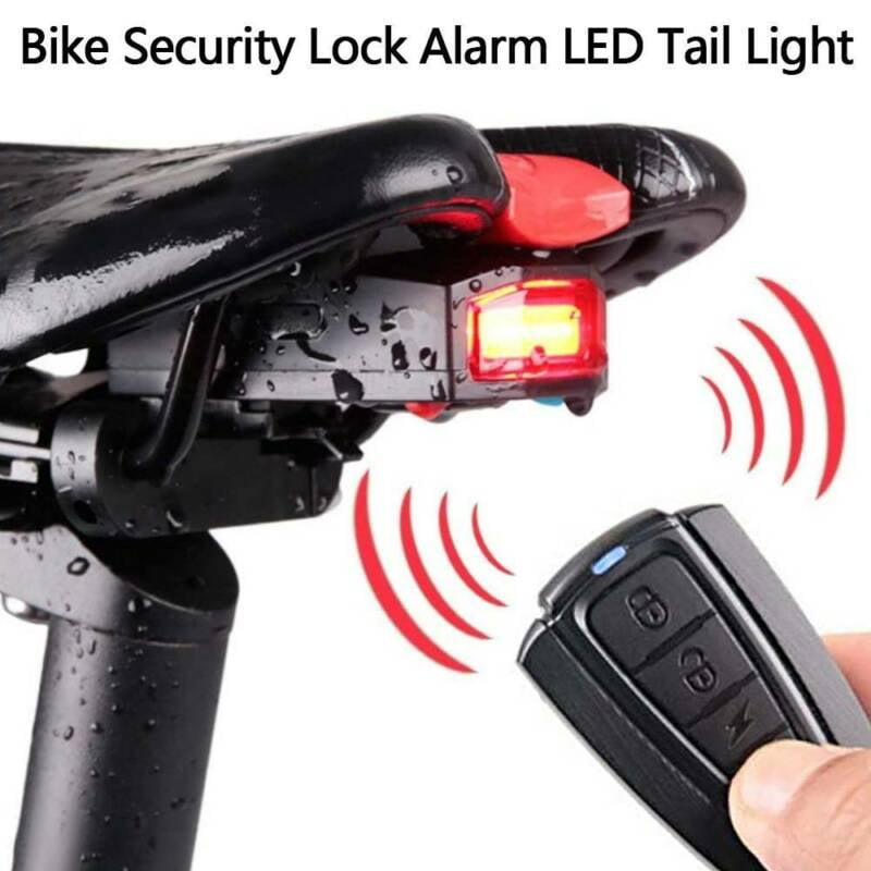 Bicycle Bike Anti-theft Security Lock Alarm LED Rear Tail Light Remote Control 