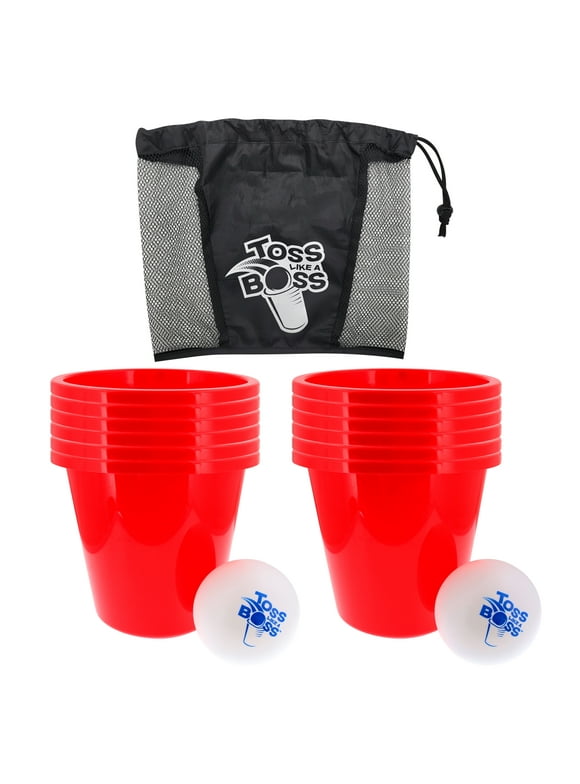 Banzai Toss Like A Boss Outdoor Giant Pong Lawn Game with Drawstring Bag