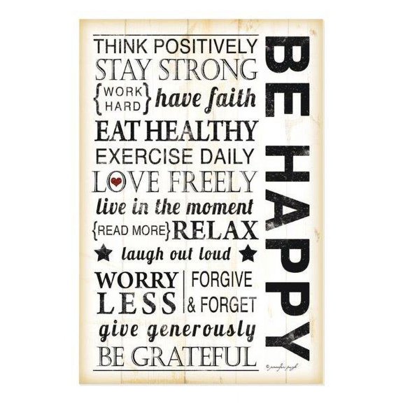 Be Happy Subway Style Wood Sign 12x18
