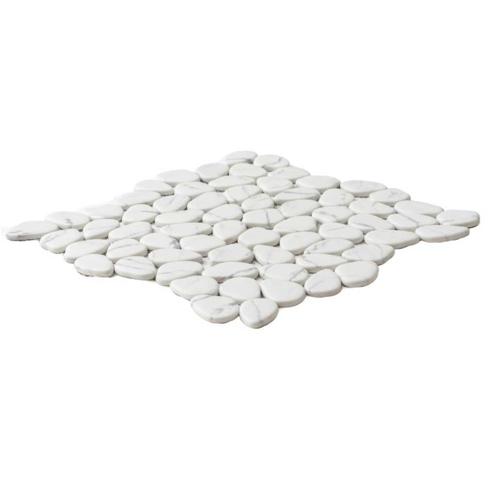 The Tile Life Recycled Cenote Pebble 13" x 13" Blanco Matte Glass Mosaic Tile Sample 1 Piece