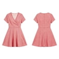 thumbnail image 3 of Vivianyo HD Women's Wrap V Neck Gingham Dresses, Short Sleeve Slim Casual Mini Sundresses for Women, Women's Red, Sizes S-3XL, 3 of 6