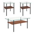 thumbnail image 5 of GZXS 3-Piece Modern Living Room Table Set with Glass Top and Metal Legs, 2-Tier Rectangle Coffee Table & 2 End Tables with Shelf for Small Space, Clear & Black, 5 of 7