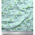 thumbnail image 1 of Soimoi Green polyester Crepe Fabric Tree & Rhinoceros Animal Print Fabric by Yard 52 Inch Wide, 1 of 5