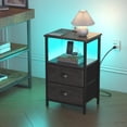 thumbnail image 4 of Nightstand with Charging Station, Night Stand with 2 Fabric Drawers PU Finish, Bedside Table End Table with LED Light, 3-Tier Storage Side Table Nightstand with Drawers for Bedroom, 4 of 7