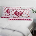 thumbnail image 3 of Happy Valentine's Day Pillow Covers, Linen Long Throw Pillow Case, Love Hearts Romantic Gray Wooden Holiday Pillow Protector Decorative Cushion Cover for Living Room/Bedroom 20" x 36", 3 of 8