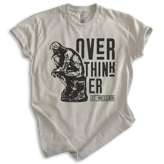 Overthinker Shirt, Unisex Women's Men's Shirt, Thinker Shirt, Art Shirt, Light Silk Gray, Medium