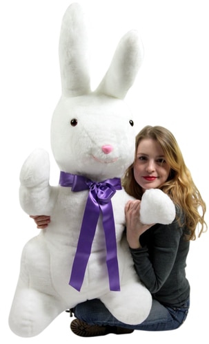 American Made Giant Stuffed Bunny White Soft 42 Inch Big Plush Rabbit 