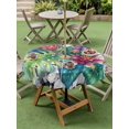 thumbnail image 4 of Outdoor Tablecloth with Umbrella Hole for Patio/Picnic/Party/Camping, Tropical Plant Waterproof Table Cloth Round Cover Washable, Summer Watercolor Botanical Palm Leaf Plaid (Dia 60"), 4 of 8