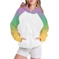 thumbnail image 2 of Bowake Vêtements d'Automne pour Femmes à Manches Longues Dégradé Chandails en Molleton Décontractés Légers Raglan avec Poche, 2 of 5