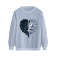 thumbnail image 3 of Ichuanyi Womens Fall Tops, Women's Casual Horse Head Heart-Shaped Printing Raglan Long Sleeve Blouse Tops, 3 of 4