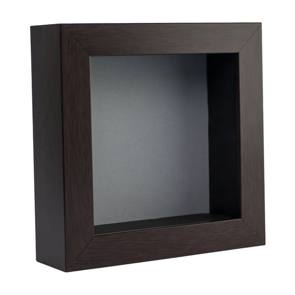 4x4 Shadow Box Frame In Brown With A 1 3/4" Usable Depth Includes Grey Acid-Free Backing, UV