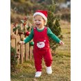 thumbnail image 5 of RUINIXCW Baby Boy Christmas Outfits Rompers Letter Embroidery Overalls Pants and Hat, 5 of 8