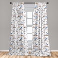 thumbnail image 5 of Ambesonne Nautical Curtains, Small Islands Palm Trees, Pair of 28"x63", Deep Sky Blue Camel, 5 of 5