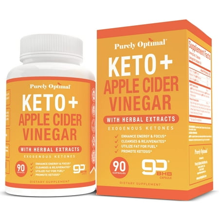 Purely Optimal Keto + ACV Capsules with BHB - Supports Energy, Cleanse & Digestive Health - 90 Capsules