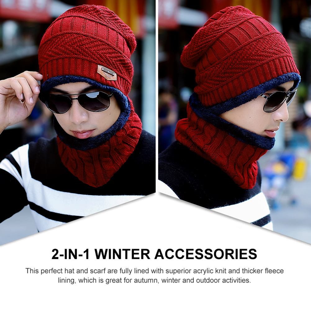 VBIGER Winter Beanie Hat Scarf Set Warm Knit Hat Thick Knit Skull Cap For Men Women - image 2 of 8