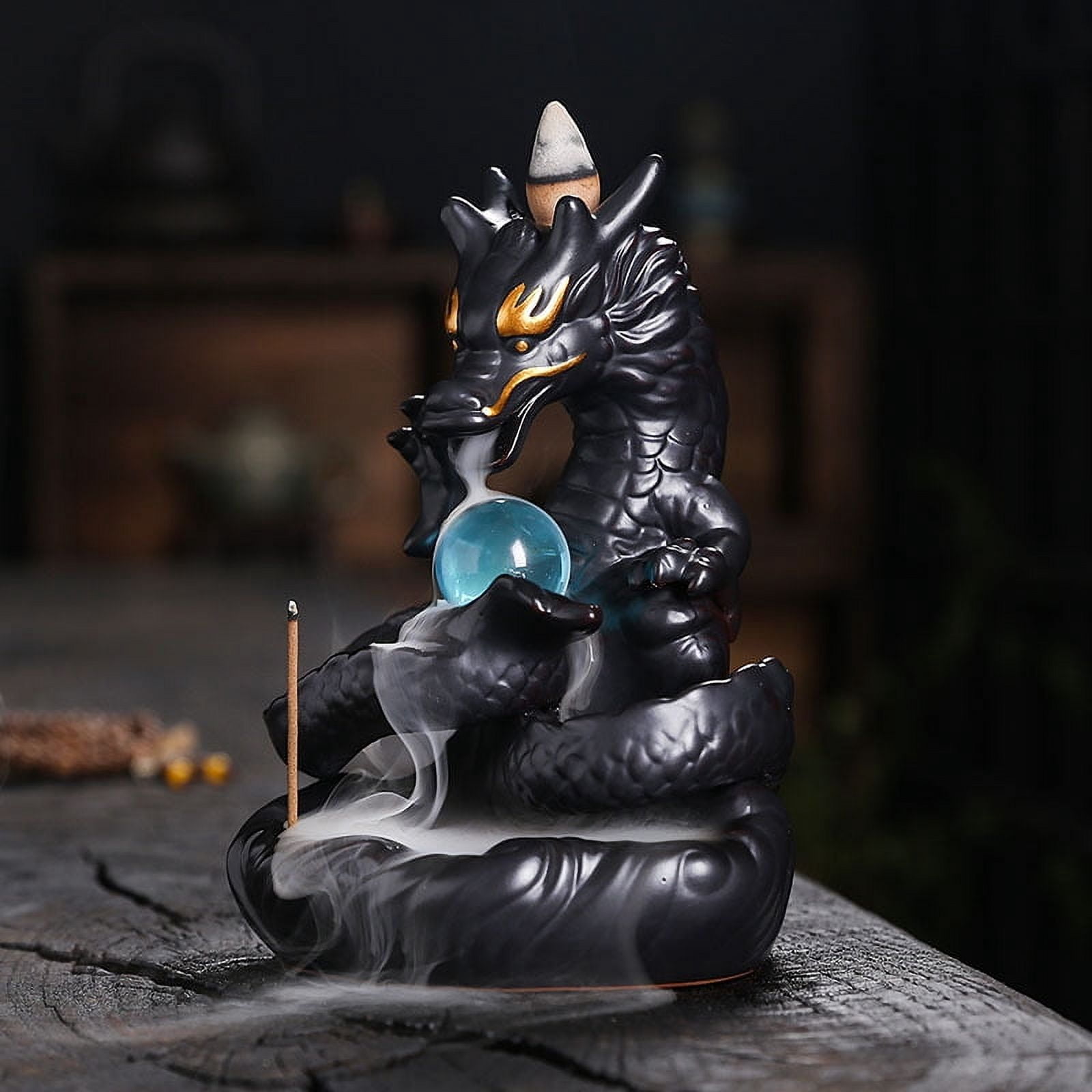 Ceramic Backflow Incense Burner Creative Chinese Dragon Smoke Waterfall Reflow Incense Holder Handicraft Home Decorations