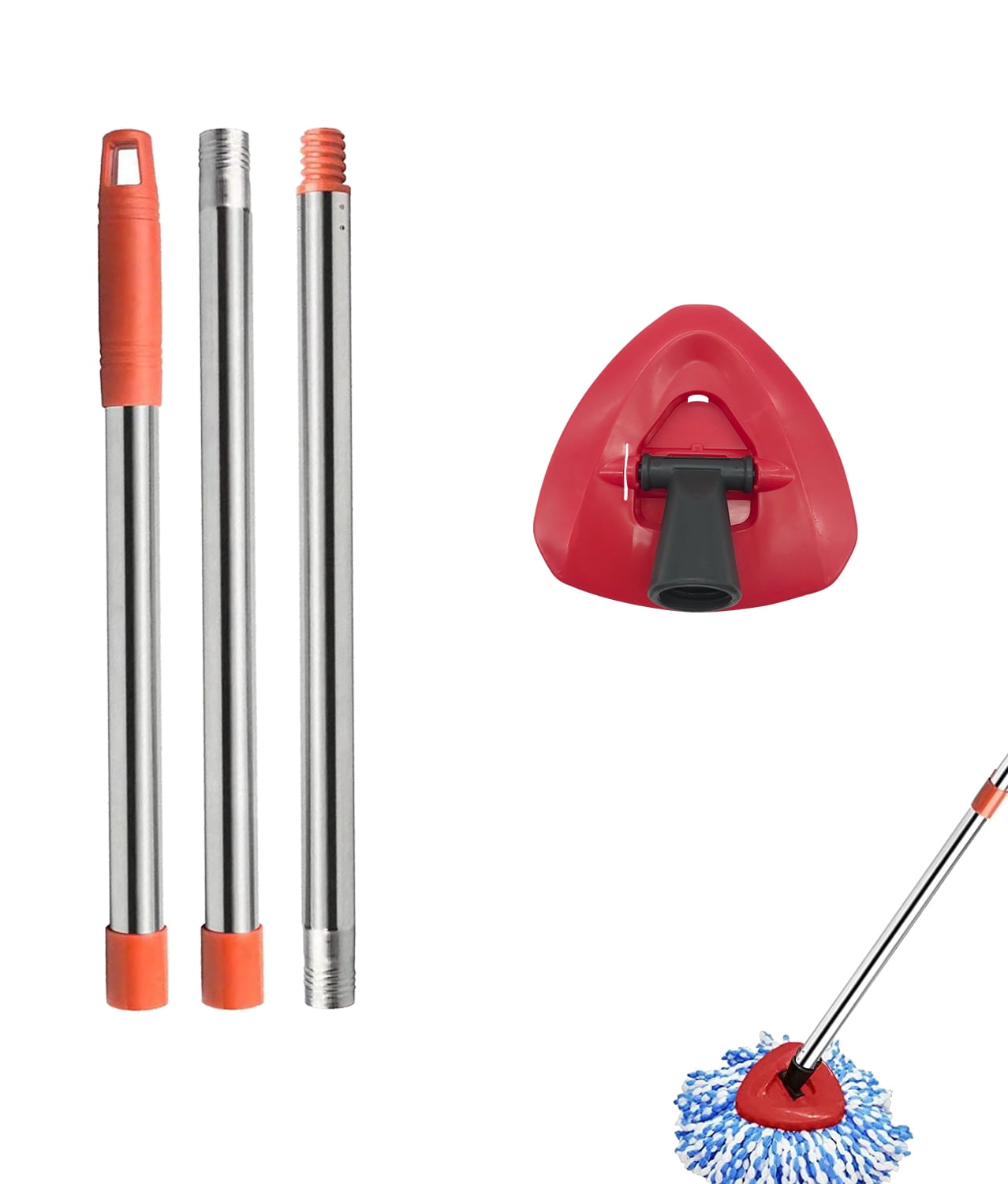 3section Spin Mop Replacement Head Handle + 2Tank Base for O