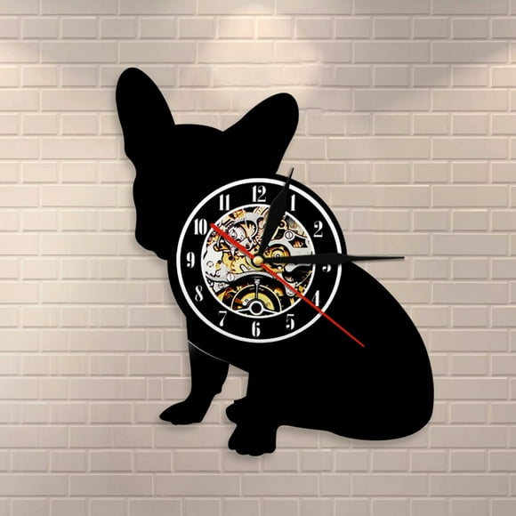 French Bulldog Wall Clock Franco the Dog Breed Frenchie Dog Vinyl Record Wall Clock Puppy Pet Home Decor Dog Silhouette Clock