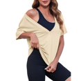 thumbnail image 4 of Summer Women Short Sleeved Top Deep V Neck T Shirt Casual Loose Basic T Shirt, 4 of 5