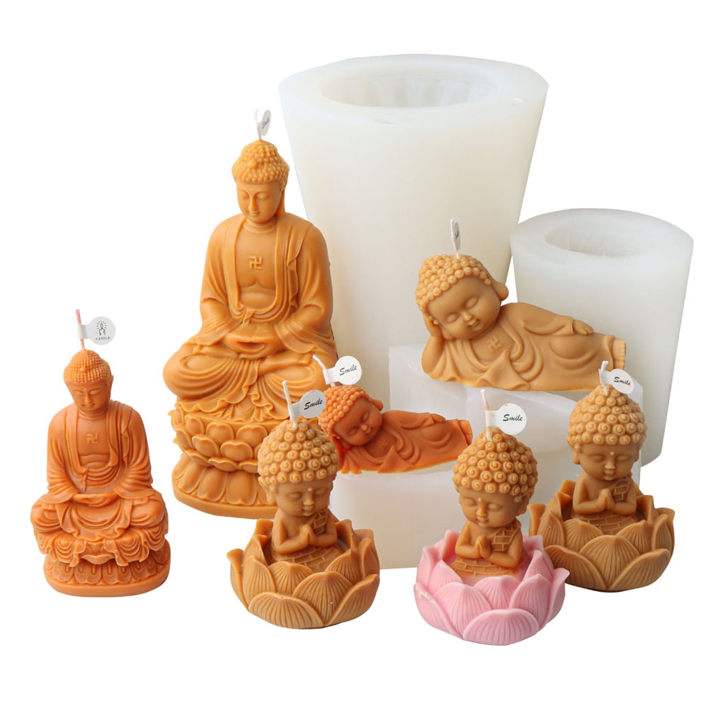 Geemin 3D Meditation Silicone Mold Bodhisattva Statue Scented Candle Making Plaster Mould Concrete Casting Molds Decoration