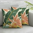 thumbnail image 3 of Acheng Tropical Pillow Covers Summer Hawaiian Style Coral Orange Aqua Blue Green Leaf Print Decorative Throw Pillows Outdoor Modern Decorations Pillow Cases for Couch Sofa Bed Decor  White, 3 of 5