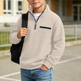 thumbnail image 5 of Kezqiaxn Teen Clothes for Boys Stand Collar Quarter Zip Sweatshirt Classic Waffle Pullover Tops Fall Fashion Size 3-14, 5 of 8