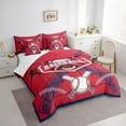 thumbnail image 3 of Feelyou Softball Sports Lover Bedding Comforter Set 7pcs, Eat Sleep Baseball King Bedding Sets, Teens Kids Boys Girls Reversible Bed Sheets, Red Navy Breathable Home Decor, 3 of 7