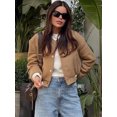 thumbnail image 5 of HH TRAF Chaqueta informal de otoño para mujer, de 5 colores, elegante, con cuello redondo y una botonadura, para exteriores, 5 of 5