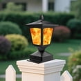 thumbnail image 6 of Solar Post Cap Lights for 4x4 Wood Fence, Flickering Flame LED, Waterproof Outdoor Deck & Garden Lighting, 2 Pack, Auto On/Off, Black, 6 of 7