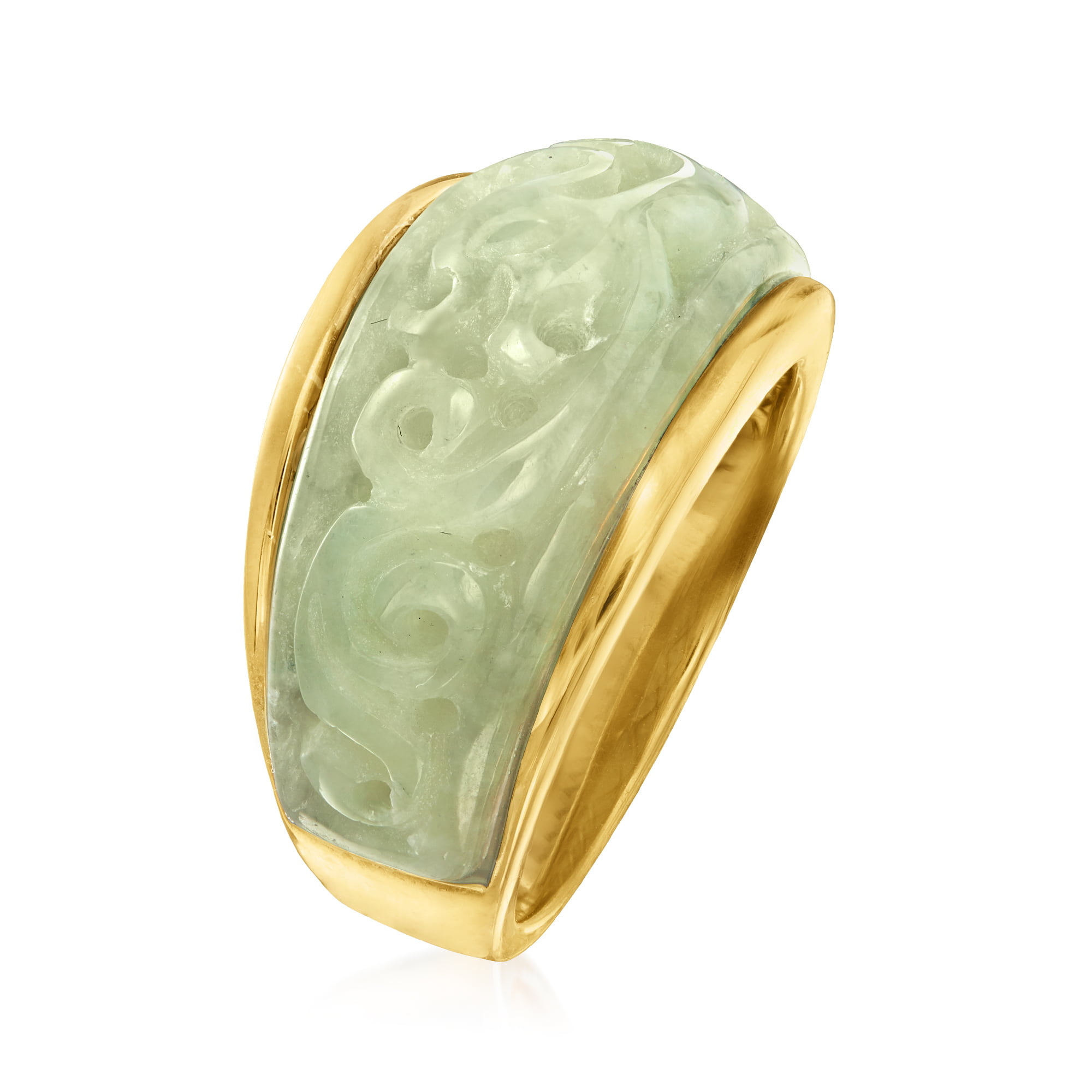 Ross-Simons Carved Jade Ring in 18kt Gold Over Sterling, Women\'s, Adult