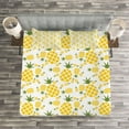 thumbnail image 3 of Ambesonne Green and Yellow Quilted Bedspread Set 3 Pcs, Exotic Fruits Art, King Size, Fern Green and Yellow, 3 of 3