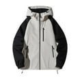 thumbnail image 2 of Tawop Mens Coats Long Sleeve Zip with Hood Loose Casual Mens Clothes,Khaki,3XL, 2 of 9