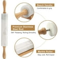 thumbnail image 4 of Koville African Natural Marble Rolling Pin, Non-Stick Polished Dough Roller, Pasta, Dumpling, Fondant, Pie Crust, Bread, Pizza Dough, Kitchen Baking Pastry Tools with Mat/Scraper（Namib Fantasy）, 4 of 8