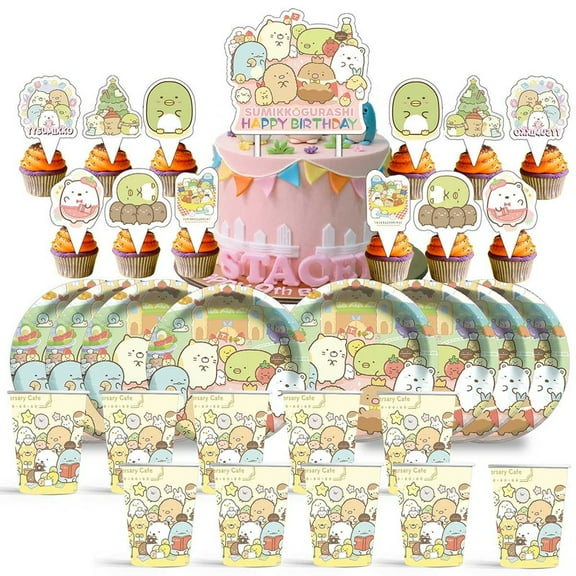 Sumikko Gurashi Birthday Cups Party Supplies Plates Decorations Cake Topper Decor