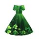 thumbnail image 4 of Vestido de manga corta con cuello en V, estampado del Día de San Patricio, para niñas, de manga corta, elástico, corte A, estilo patinador con volantes, para recital escolar, de manga corta, con cuell, 4 of 6