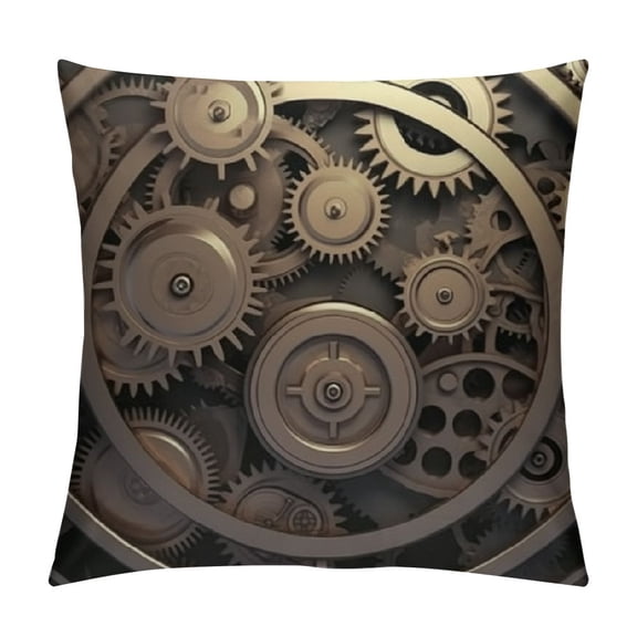 JRXY Decorative Throw Pillow Covers Double Sided Pillow Covers for Sofa Steampunk Mechanical Gears Couch Throw Pillow Cases Soft Plush Cushion Case Square Cushion Cover for Living Room White