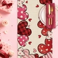 thumbnail image 4 of Valentine''s Day Pink Red Love Hearts Table Runner, Buffalo Plaid Polka Dots Stripes Farmhouse Kitchen Dining Table Decor, Wedding Anniversary Holiday Home Decoration Party Supply 13x36 Inches, 4 of 6