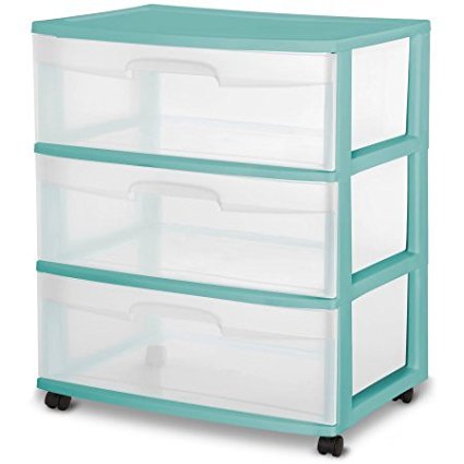 Sterilite 3 Drawer Wide Cart Aqua Ocean By Hitech Walmart Com