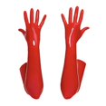 thumbnail image 1 of Gants Longs en Pvc Noirs et Rouges Brillants pour Costume de Danse de Boîte de Nuit, 1 of 6