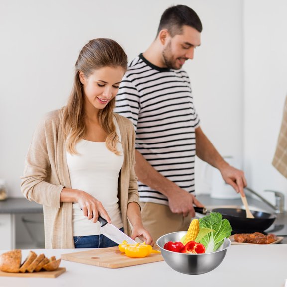 SNGMN Stainless Steel Mixing Bowl Set - Heavy Duty Food Storage Organizer for Kitchen | Rust-Resistant, Easy to Clean, Versatile 7-Inch Bowls - Perfect for Mixing, Serving, and Storing Food