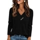 thumbnail image 1 of Camiseta PRETTYGARDEN 2025 con Cuello en V Acanalada Casual Negra XXL, 1 of 9