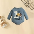 thumbnail image 2 of CAICJ98 Newborn Baby Boy Fall Winter Outfit Romper Long Sleeve Football Embroidery Onesie Jumpsuit Bodysuit Cute Infant Baby Boy Clothes (Blue,3-6 Months), 2 of 7