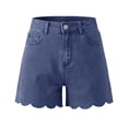 thumbnail image 5 of Women's Y2K Jean Shorts High Waist Loose Scalloped Hem Denim Shorts Soft Stretch Vintage Jeans with Pockets Daily Travel Casual Outfits Blue, 5 of 8