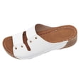 thumbnail image 5 of Rokment Studded Orthotic Platform Wedges Slip on Walking Sandals for Women Summer Beach Fashion Casual Leather Chunky Mid Heel Slides Dress Slippers White Size 8.5, 5 of 6